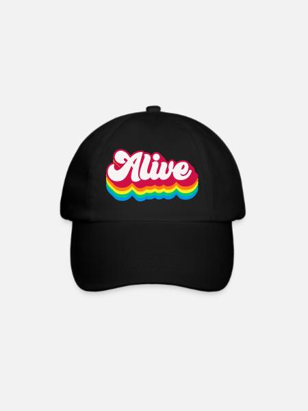Alive – Retro Rainbow 70s - Baseballkappe - Schwarz/Schwarz