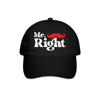 Mr. Right Lustiges Valentinstags-Paar, das zusammenpasst - Baseballkappe - Schwarz/Schwarz - Vorne