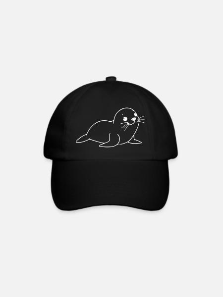 Robbe Seehund Robben Seehunde Norddeutschland - Baseballkappe - Schwarz/Schwarz