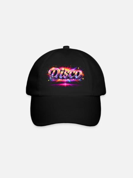 Disco Schriftzug Neon 80er Stil - Baseballkappe - Schwarz/Schwarz