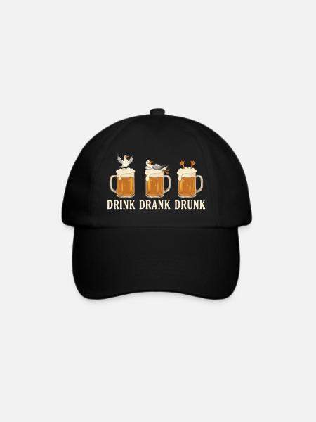 Drink Drank Drunk Beer Seagulls Beach - Baseballkappe - Schwarz/Schwarz