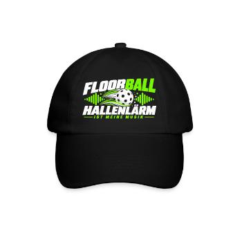 Floorball Hallenlarm Musik Logo - Baseballkappe - Schwarz/Schwarz - Vorne