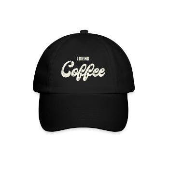 Ich trink Kaffee – Retro Script - Baseballkappe - Schwarz/Schwarz - Vorne