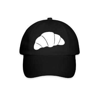 Weißes Croissant T-shirt Geschenkidee für Bäcker  - Baseballkappe - Schwarz/Schwarz - Vorne