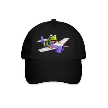 Crazy Frosch-Pilot auf Papierflieger - Baseballkappe - Schwarz/Schwarz - Vorne