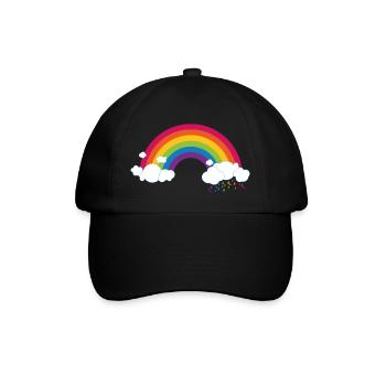 Regenbogen mit Wolke - Baseballkappe - Schwarz/Schwarz - Vorne
