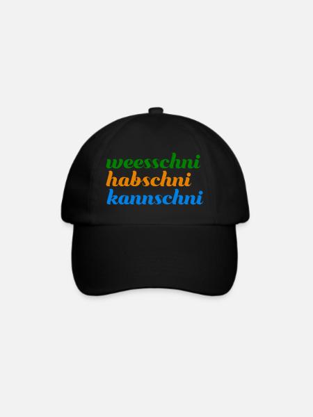 weesschni habschni kannschni Typisch sächsisch - Baseballkappe - Schwarz/Schwarz