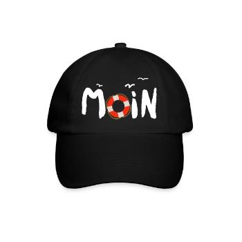 Moin Möwe Rettungsring nordisch - Baseballkappe - Schwarz/Schwarz - Vorne