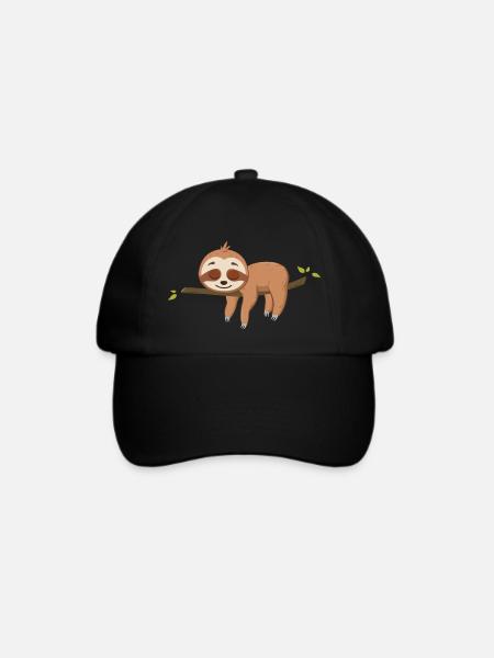 Faultier - Baseballkappe - Schwarz/Schwarz