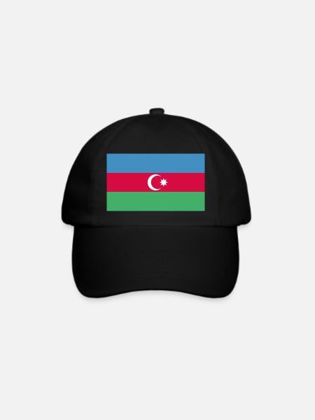 Aserbaidschans Flagge WM EM - Baseballkappe - Schwarz/Schwarz