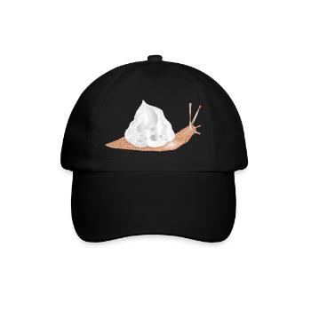 Schnecke mit Sahnehaube als Schneckenhaus - Baseballkappe - Schwarz/Schwarz - Vorne