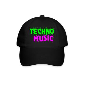 Techno-Musik - Baseballkappe - Schwarz/Schwarz - Vorne