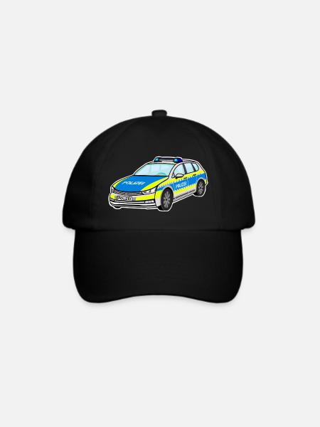Deutsches Polizeiauto, Polizei Auto, Streifenwagen - Baseballkappe - Schwarz/Schwarz