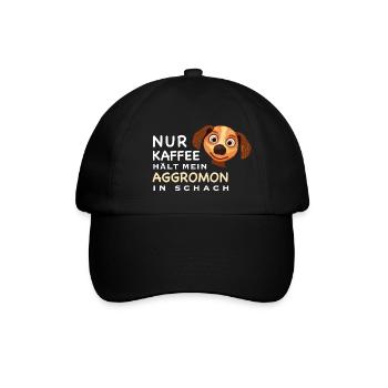 Lustiger Spruch, Kaffee hält Aggromon in Schach - Baseballkappe - Schwarz/Schwarz - Vorne