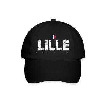 Lille Frankreich Distressed Typografie - Baseballkappe - Schwarz/Schwarz - Vorne