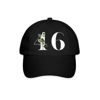 Nummer 46 Grüne Blumen - 46. Blumengeburtstag - Baseballkappe - Schwarz/Schwarz - Vorne