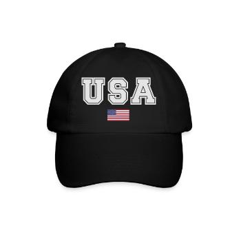 TEAM USA amerikanische Flagge Fahne unter Schrift - Baseballkappe - Schwarz/Schwarz - Vorne