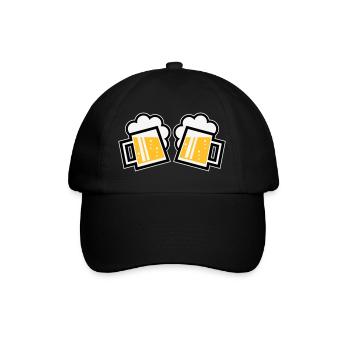 2 Bayrische Bierkrüge Prosten (Bier Maßkrüge / 3C) - Baseballkappe - Schwarz/Schwarz - Vorne