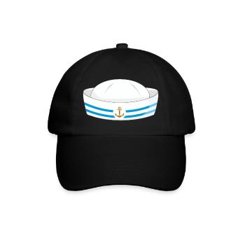 Matrosenhut mit Anker – Maritimes Symbol - Baseballkappe - Schwarz/Schwarz - Vorne