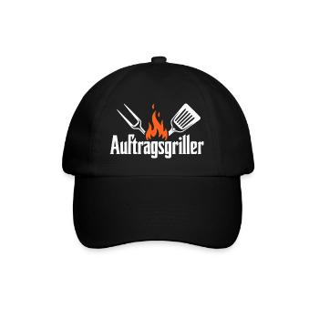 AUFTRAGSGRILLER Grill BBQ Shirt Grillshirt Männer - Baseballkappe - Schwarz/Schwarz - Vorne
