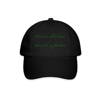 wer sich selbst kennt, hat nichts zu fürchten - Baseballkappe - Schwarz/Schwarz - Vorne
