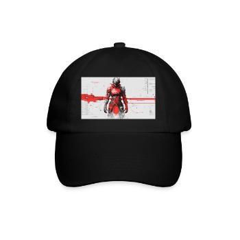 Futuristischer Cyber-Samurai - Baseballkappe - Schwarz/Schwarz - Vorne
