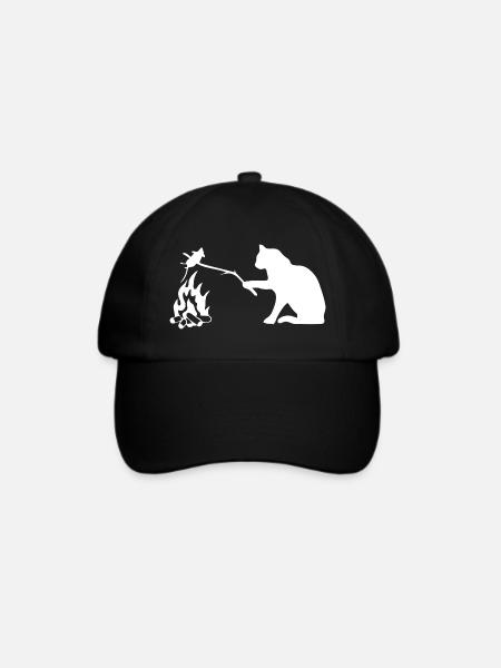 Stille Beobachterkatze am Lagerfeuer - Baseballkappe - Schwarz/Schwarz