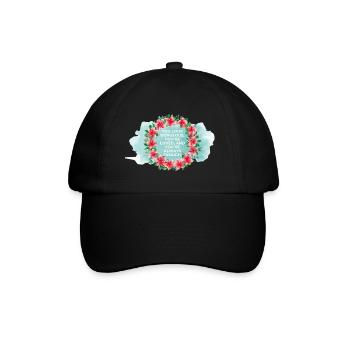 You’re Loved & Enough – Aquarell Blumenkranz - Baseballkappe - Schwarz/Schwarz - Vorne