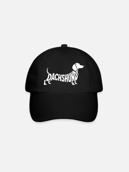 Dachshund Hund Silhouette Schriftzug - Baseballkappe - Schwarz/Schwarz