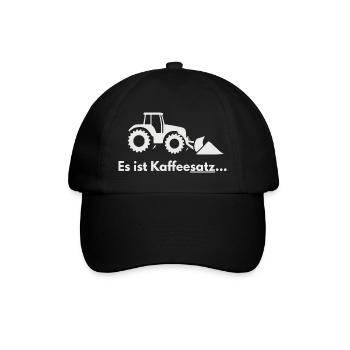 Kaffeesatz-Traktor Pflug-Motiv - Baseballkappe - Schwarz/Schwarz - Vorne