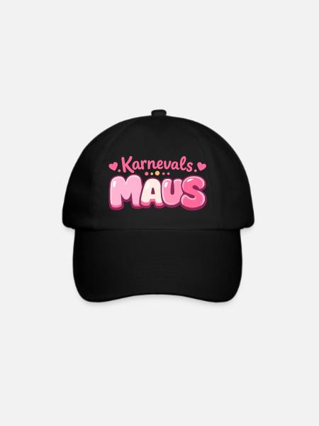 Karnevalsmaus Köln – Jeck im Fastelovend - Baseballkappe - Schwarz/Schwarz