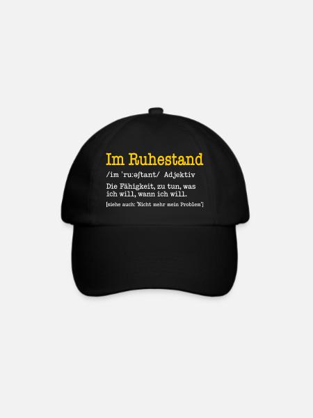 Im Ruhestand Definition Lustiges Rentner Geschenk - Baseballkappe - Schwarz/Schwarz