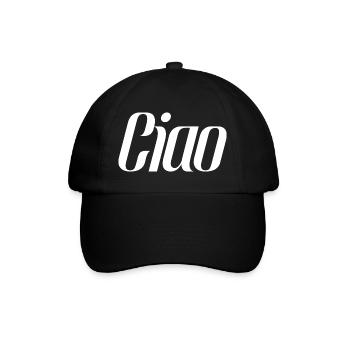 Ciao Italien Spruch – Minimal Typografie Design - Baseballkappe - Schwarz/Schwarz - Vorne