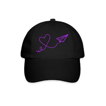 Herzflug Papierflug Illustration - Baseballkappe - Schwarz/Schwarz - Vorne