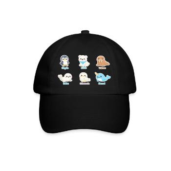 Kuschelige Arktis-Tierwelt - Baseballkappe - Schwarz/Schwarz - Vorne