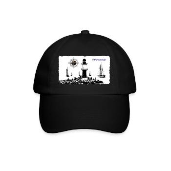 Warnemünde Leuchtturm Kompass Edition - Baseballkappe - Schwarz/Schwarz - Vorne
