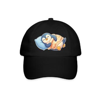Pinguin Schlafen - Baseballkappe - Schwarz/Schwarz - Vorne