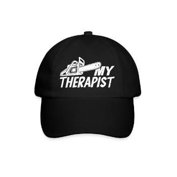 Mein Therapeut - Baseballkappe - Schwarz/Schwarz - Vorne