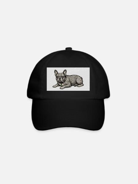 Ornate Bulldog Tattoo Muster - Baseballkappe - Schwarz/Schwarz