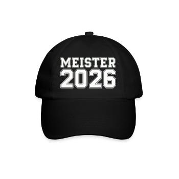 Meister 2026 – Hochschulstil - Baseballkappe - Schwarz/Schwarz - Vorne