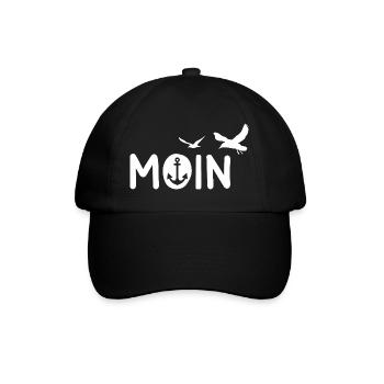 Moin Küste Meer Anker Möwen Maritimes Geschenk - Baseballkappe - Schwarz/Schwarz - Vorne