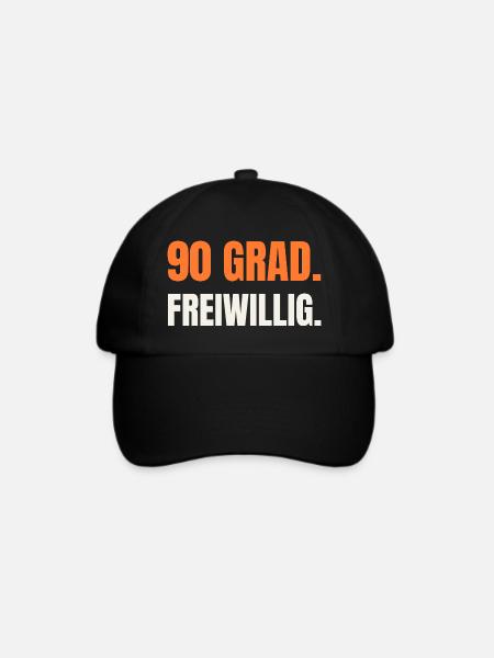 Sauna Spruch: 90 Grad. Freiwillig. - Baseballkappe - Schwarz/Schwarz