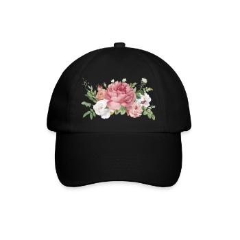 FLOWER - Baseballkappe - Schwarz/Schwarz - Vorne