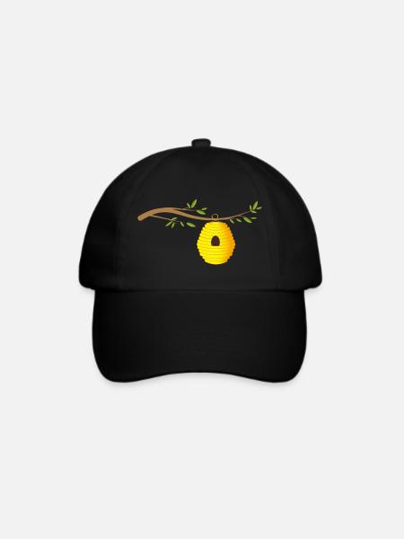 Bienenstock an einem Ast Wildbienenstock - Baseballkappe - Schwarz/Schwarz