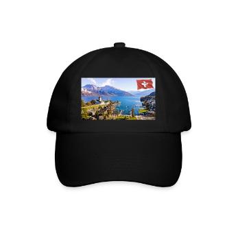 Spiez, Schweiz. - Baseballkappe - Schwarz/Schwarz - Vorne
