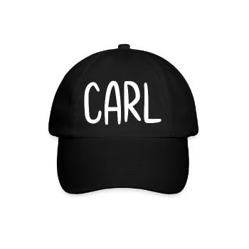 Carl Custom Name Schriftart Text Geburtstag - Baseballkappe - Schwarz/Schwarz - Vorne