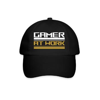 Gamer at work white - Baseballkappe - Schwarz/Schwarz - Vorne