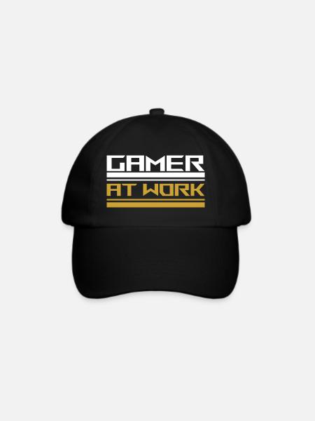 Gamer at work white - Baseballkappe - Schwarz/Schwarz