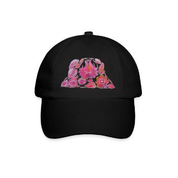 Rosa Eimerhut. Petrykivka Malerei. UA KUNST. - Baseballkappe - Schwarz/Schwarz - Vorne