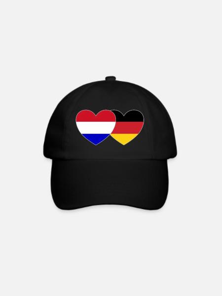 Holland Deutschland Flagge Herz - Baseballkappe - Schwarz/Schwarz